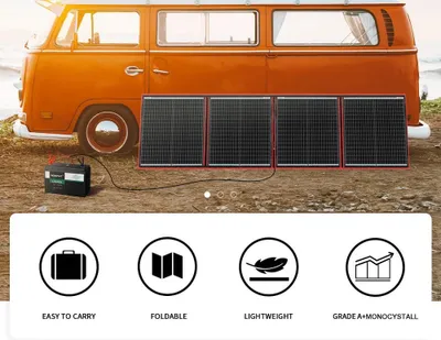 Obrázok produktu pre Prenosný solárny panel – skladací solárny modul – 150 W – flexibilný – monokryštalický – povrch z ETFE – funkcia nabíjania USB 5 V a 12 V – odolný voči poveternostným vplyvom