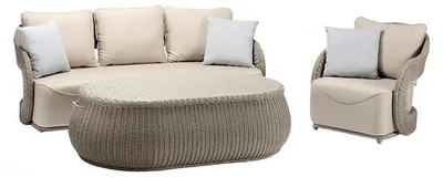 Produktbild von Rattanmöbel Garnitur Gartenlounge Sofagarnitur Loungemöbel Terrassenmöbel 3tlg