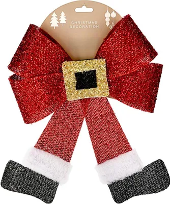 Produktbild von Weihnachts-Türschleife Weihnachtsmann Türdekoration Weihnachtsdeko Adventsschleife Geschenkschleife Weihnachtsgeschenk Deko Glitzer Türschmuck Weihnachtsaccessoire