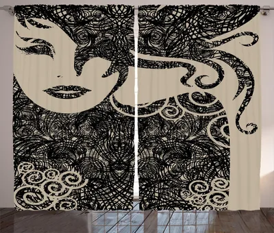 Produktbild von ABAKUHAUS Modern Rustikaler Vorhang, Frau mit kühler Aufstellung, Wohnzimmer Universalband Gardinen mit Schlaufen und Haken, 280 x 260 cm, Dunkle Taupe und Tan