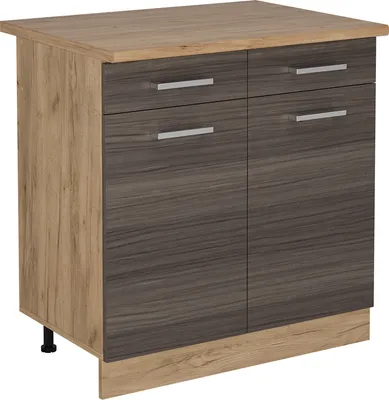 Produktbild von Küchenunterschrank Vicco R-Line Edelgrau 80 cm , AP Eiche, Model 53500