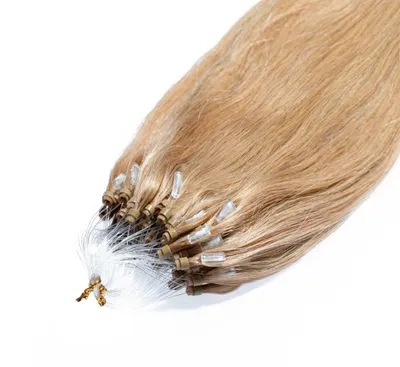 Produktbild von hair2heart Premium Microring Extensions Echthaar glatt - 25 Strähnen 0.8g 40cm 9/31 lichtblond Gold Asch