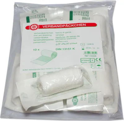 Produktbild von NOBA Verbandpäckchen einzeln steril 10 Stück Gr. S