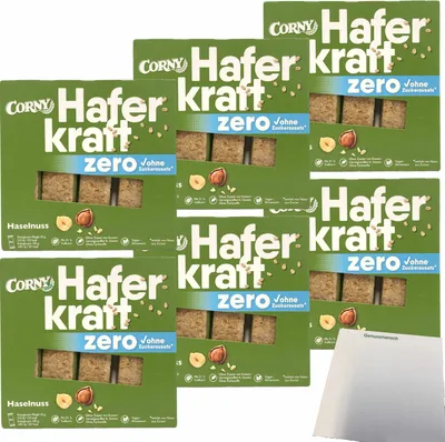 Produktbild von Corny Haferkraft Zero Haselnuss 6er Pack (24x35g Riegel) + usy Block