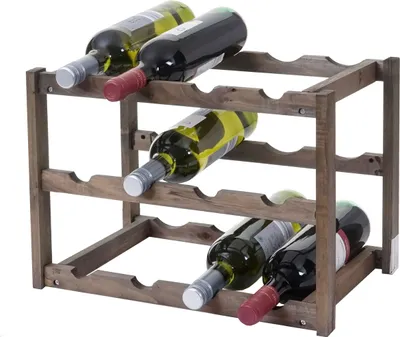 Zdjęcie produktu dla Stojak na wino HWC-B58, stojak na butelki, stojak na wino, 3 półki ~ 1 szt