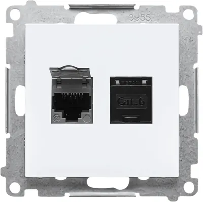 Zdjęcie produktu dla SIMON 55 Gniazdo Komputerowe Podwójne RJ45 Kat 6 Biały Mat T62.01/111