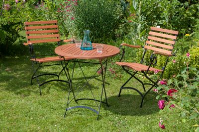 Merxx 3tlg. Schlossgarten Gartenmöbelset - 2 Stühle, 1 Tisch - Farbe: braun - Maße: Sessel: 60x57x85 Tisch: Ø 70x85; 2x 24241-217 + 1x 24248-217