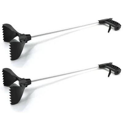 Produktbild von 2er Set Universal Greifzange mit Schaufel Alu Müllzange Greifarm Abfall Müll Greifer Zange Greifhilfe Müllgreifer Aufhebehilfe Müllsammler Greifkralle Schwarz