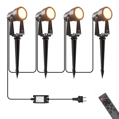 LED-Außenspots 4er-Set, 3W, 3000K, IP65, mit Fernbedienung