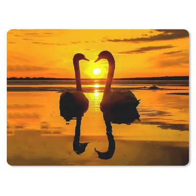 Produktbild von MuchoWow® Mauspad Mousepad Schwäne - Sonnenuntergang - Vogel - Orange - Wasser 40x30 cm - Mousepads - Maus Mat - Pad - Mausunterlage - Anti Rutsch