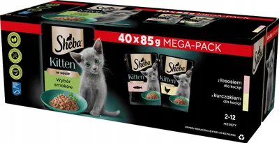 Produktbild von Sheba Mokré krmivo pro koťata s výběrem příchutí v omáčce 85 G X 40 kusů