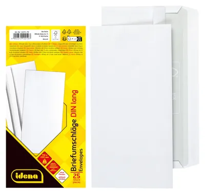 Produktbild von Idena 10219 - Briefumschläge ohne Fenster DIN lang, 25 Stück selbstklebend, Umsc