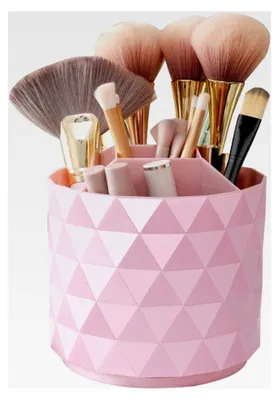 Produktbild von Make-up Organizer 360° drehbar, Pinselhalter für Kosmetikpinsel, Aufbewahrung für Schminktisch und Schlafzimmer (Rosa)