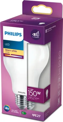 Produktbild von Philips LED Filament Bulb – 150W Equivalent – 17.5W – E27 – 2452 Lumen – 2700K Warm White – 7.5 x 12.1 cm