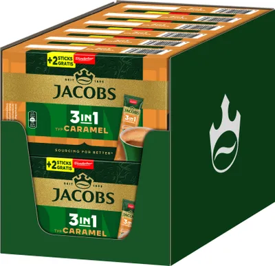 Produktbild von JACOBS Löskaffee 3in1 Typ Caramel 12x 10+2 Getränke Sticks löslicher Kaffee