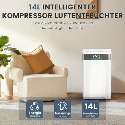 Produktbild von Luftentfeuchter – Entfeuchter – Feuchtigkeitsentferner – Luftentfeuchtungsgerät – Feuchtigkeitsbekämpfer – 14 Liter Entfeuchtung pro Tag