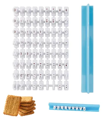 Productafbeelding van Set van 72 alfanumerieke koekjesstempels van silicone