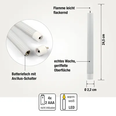 Zdjęcie produktu dla Świeczki LED w kształcie walców, szare, 4 szt., z prawdziwego wosku, z timerem i pilotem, zasilane bateryjnie 153248