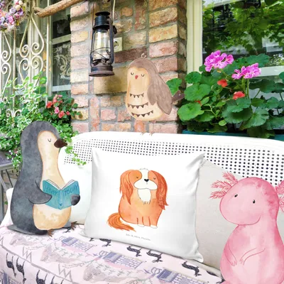 Produktbild von Mr. & Mrs. Panda kuschelkissen 40x40 Hund Cavalier King Charles Spaniel - Weiß - Geschenk, Spruch, Sprüche, kissen mikrofaser, Sofakissen, Cockerspaniel, Kuschel, Deko