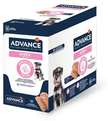 Productafbeelding van ADVANCE VET CANINE ATOPIC - Voeding voor honden met atopische dermatitis, 8 zakken van 150 gram