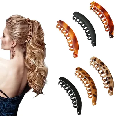 Produktbild von 6 Bananen-Haarspangen für Damen, große Bananen-Haarnadeln, Vintage-Bananen-Haarspangen, Haarspangen für Pferdeschwänze, rutschfeste Haarspangen für Frauen und Mädchen mit dickem oder mitteldickem Haar