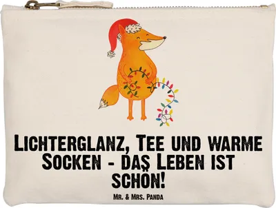 Produktbild von Mr. & Mrs. Panda Mäppchen Fuchs Weihnachten Grösse XL Große - Weiß - Geschenk, Heiligabend, Weihnachtsmann, Nikolaus, kosmetiktäschchen, Etui, Kulturbeutel, Pouch, Winter