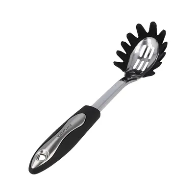 Produktbild von Spaghettilöffel EUROHOME Nudellöffel aus rostfreiem Edelstahl, aufhängbarer Pastalöffel mit Silikonkantenschutz - spülmaschinenngeeigent 33 cm