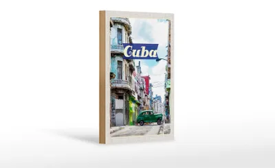 Produktbild von Holzschild Reise 12x18 cm Cuba Karibik Gemälde Urlaub Dekoration