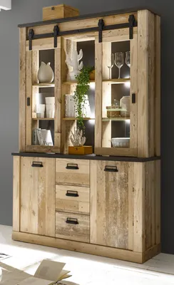 Produktbild von Buffetschrank "Stove" in Used Wood Buffet Vitrine 133 x 201 cm mit Soft-Close