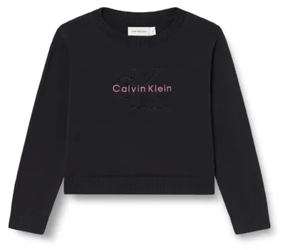 Produktbild von Calvin Klein Mädchen Pullover Monologo Sweater mit Logo, Schwarz (Ck Black), 8 J