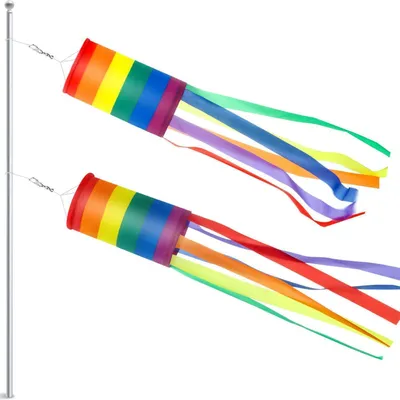 Productafbeelding van Regenboogvormige windvlaggen, 2 stuks, weerbestendig, geschikt voor tuin en buiten, 61 cm