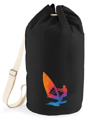 Produktbild von Huuraa Seesack Windsurfen bunte Silhouette 20 Liter Black Baumwolle Rucksack Geschenkidee