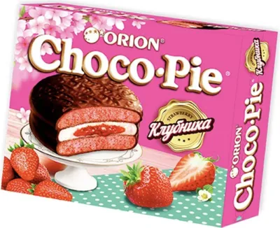 Produktbild von Orion Choco Pie Erdbeere 12er Pack strawberry chocopie