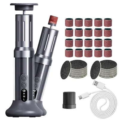 Produktbild von 2-in-1 elektrischer Hornhautentferner – 6 Stufen, LED-Anzeige, 1200 mAh – USB-C – Fußfeile und Nagelpolierer-Set für Maniküre und Pediküre