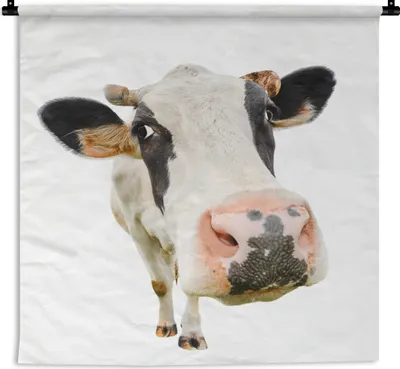 Produktbild von MuchoWow® Wandteppich Wandbehang Kühe - Weiß - Makro 150x150 cm Tapisserie Dekoration Wandtuch - Wohnaccessoires - Modernes