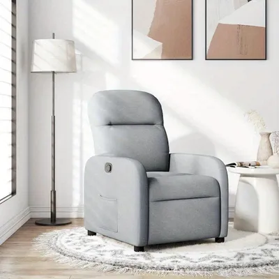 Image de Fauteuil - Zitzak - Fauteuil relax - Fauteuil inclinable - Gris clair - Revêtement en tissu - Dossier réglable