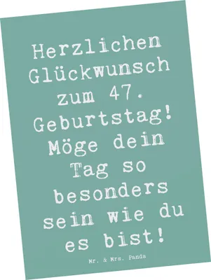 Produktbild von Mr. & Mrs. Panda Postkarte Spruch 47. Geburtstag - Meeresbrise - Geschenk, Happy Birthday, Postkarten, Feierlichkeiten, Ansichtskarte, Glückwunsch, Glückwünsche, Freude