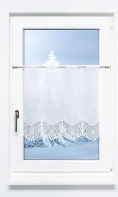 Produktbild von Scheibengardine Plauener Spitze - Schneeblumen  (Bx H) 48cm * 55cm silber/Silber-Weiß