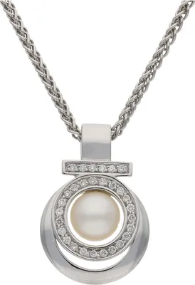 Produktbild von JuwelmaLux Anhänger 585/000 (14 Karat) Weißgold mit Brillanten und Süßwasserzuchtperle JL30-02-4271