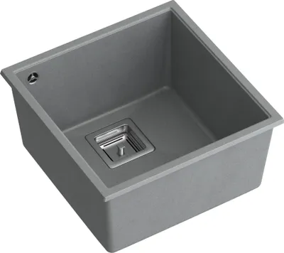 Produktbild von QUADRON Spülbecken 1-Becken Spüle | Größe: 41 x 42 x 22,5 cm | DAVID 40 | Küchenspüle Granitspüle aus GraniteQ mit Siphon | Grau & Stahl