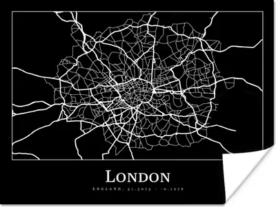 Produktbild von MuchoWow® Poster Karte - Stadtplan - London 80x60 cm - Kunst für zu Hause