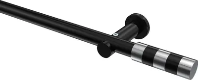 Produktbild von Interdeco Gardinenstange / Vorhangstange Schwarz, Typ Platon Mavell (Zylinder Bicolor) ohne Ringe, 20 mm Ø 1-läufig, 180 cm