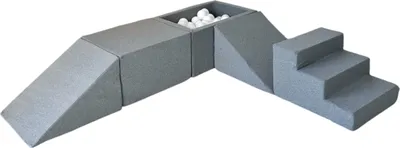 Produktbild von Monio for Kids - Grau Schaumstoff-Set 5 Elemente Bällebad 100 Bälle abnehmbar waschbar Indoor Kinderspielplatz Kinderzimmer Spielplatz