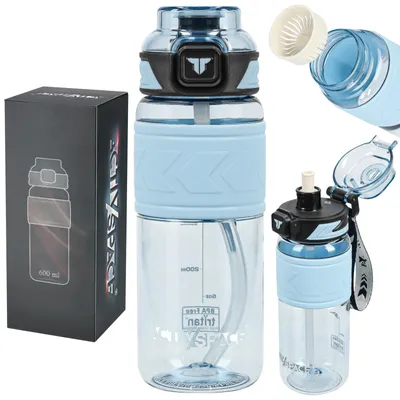 Produktbild von Tritan-Wasserflasche 600 ml mit Messbecher - blau