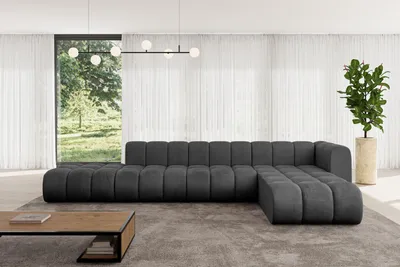 Produktbild von ALTDECOR Modulares Sofa Ecksofa in L-Form - Zuvon-L2 - 387x177x70 cm Schwarz - Corner modular Sofa Eckcouch Couch Wohnlandschaft Cauchsofa Bodensofa Polstersofa