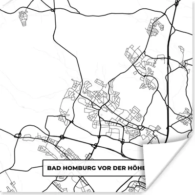 Produktbild von MuchoWow® Poster Bad Homburg vor der Höhe - Karte - Stadtplan 50x50 cm - Wohnzimmerdekoration
