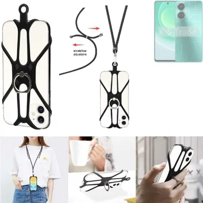 Produktbild von K-S-Trade 3in1 Handykette Handyband Handykordel Halsband Smartphone-Ring Handy-Ring kompatibel mit Tecno Camon 19 Fingerhalterung Handyring