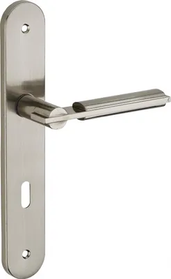 Image de Ensemble de poignées pour porte de chambre Gaia trou de clé, carré 7mm, entr'axes 195mm, nickelé brossé - THIRARD