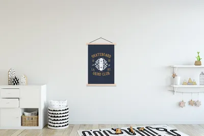 Produktbild von MuchoWow® Textilposter Skateboard - Retro - Zitat 60x90 cm mit holzfarbenen Rahmen - Textil