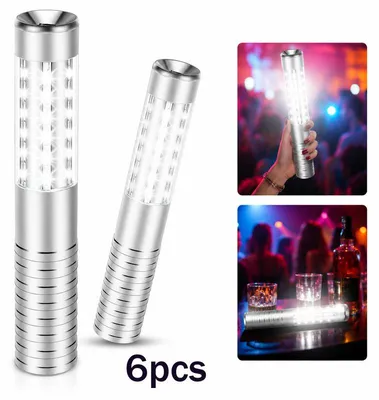 Produktbild von LED Flaschenlicht 6er Set wiederaufladbar, Flaschenaufsatz Party Licht mit 3 Modi, Stroboskop Licht für Bar, Club & Event Beleuchtung